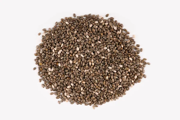 Chia Seeds Isolated White Background Pile Healthy Chia Seeds Background — Stock Photo, Image