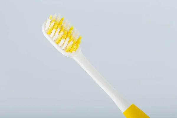White Yellow Toothbrush White Background Oral Health Personal Hygiene — Stock Photo, Image