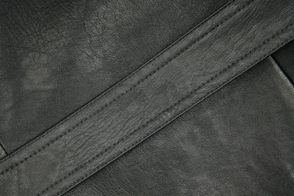 Black Leather Fabric Textile Material Texture Pattern Macro Blur Background — Stock Photo, Image