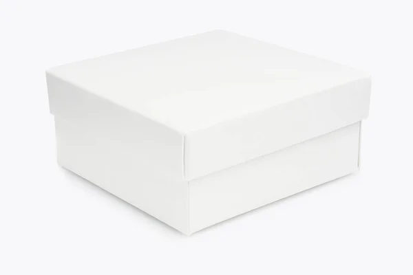 白の背景に白い箱の容器をクリッピングと隔離された製品デザインのモックアップのための空白のパッケージホワイト段ボール箱 テンプレート空のパッケージ — ストック写真