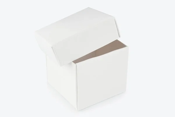 Üres Csomagolás Fehér Kartondoboz Termék Design Mockup Elszigetelt Fehér Háttér — Stock Fotó