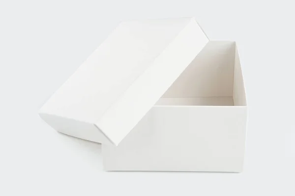 Üres Csomagolás Fehér Kartondoboz Termék Design Mockup Elszigetelt Fehér Háttér — Stock Fotó