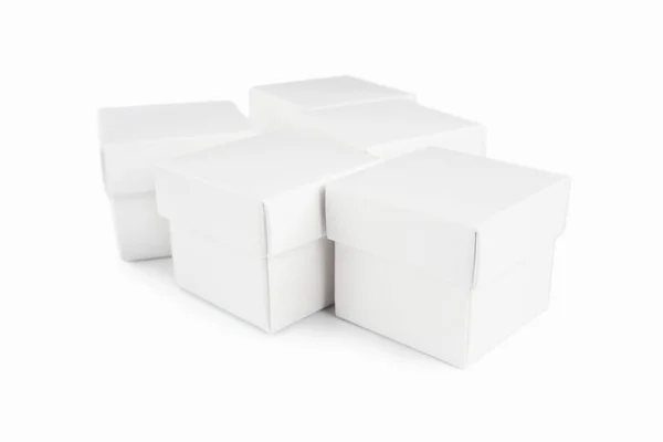 Caja Cartón Blanco Embalaje Blanco Para Maqueta Diseño Producto Aislado — Foto de Stock