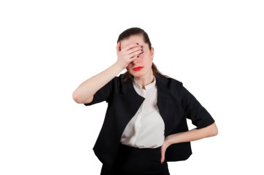 Facepalm olan üzgün kadın
