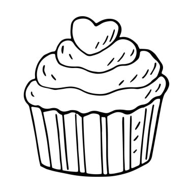 Elle çizilmiş tatlı tatlı tatlı tatlı kek çizim stili