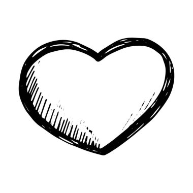 Beyaz arka planda izole edilmiş basit siyah çizgi şeklinde el çizimi kalp çizgisi. Aşk için asgari romantik sembol sevgililer günü kartı afişleri logo çıkartmaları ve modern dekorasyonlar tasarlar..