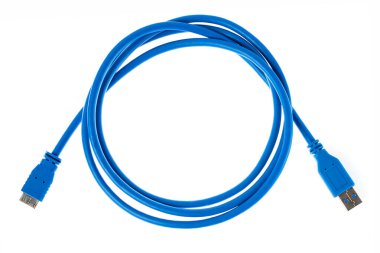 USB Veri & Güç Kablosu Beyaz Arkaplanda izole edildi. Yakın plan.