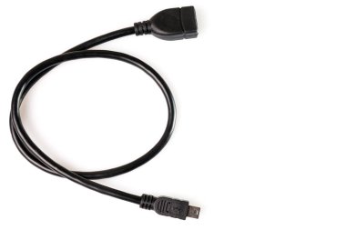 USB Veri & Güç Kablosu Beyaz Arkaplanda izole edildi. Yakın plan.