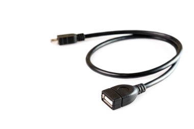 USB Veri & Güç Kablosu Beyaz Arkaplanda izole edildi. Yakın plan.