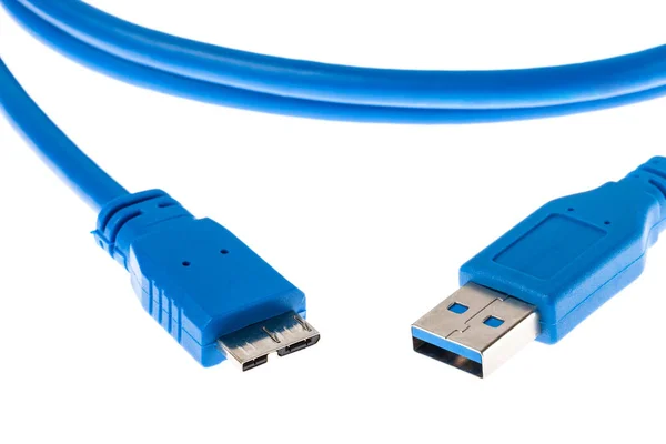 Câble Alimentation Données Usb Isolé Sur Fond Blanc Gros Plan — Photo