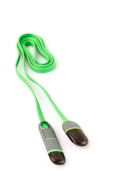 Kabel Plastik Hijau Usb Lightning Dengan Latar Belakang Putih Close — Stok Foto