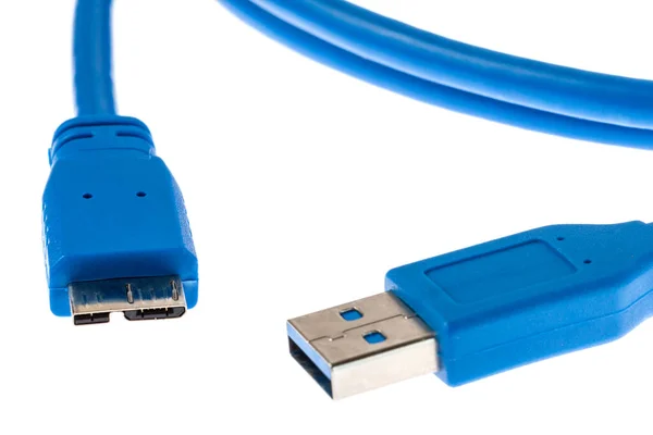 Καλώδιο Usb Data Power Απομονωμένο Λευκό Φόντο Κοντινό Πλάνο — Φωτογραφία Αρχείου