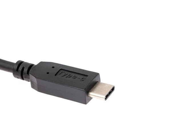 USB tipi c Veri ve Güç Kablosu Beyaz Arkaplanda izole edildi. Yakın plan.