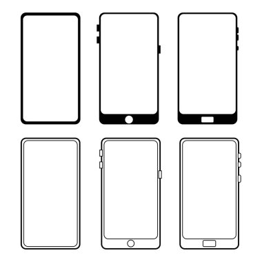 bir dizi siyah akıllı telefon simgesi