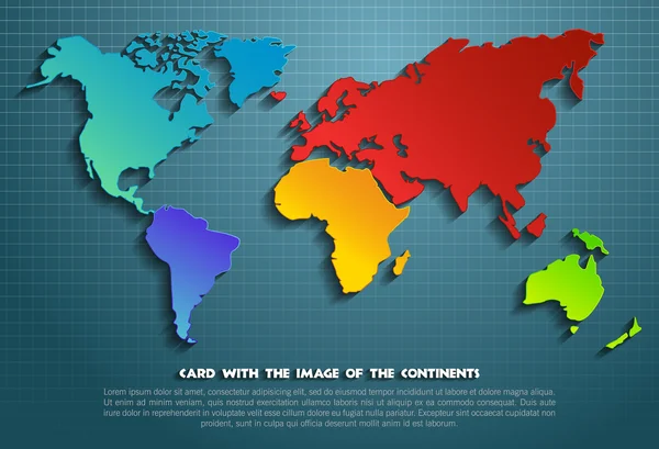 Kartu s obrázkem kontinenty — Stockový vektor