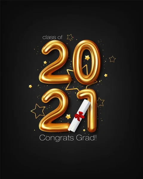Συγχαρητήρια απόφοιτοι 2021 τάξη των αποφοιτήσεων. Εικονογράφηση διανύσματος — Διανυσματικό Αρχείο