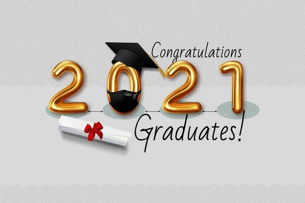 Felicidades graduados 2021 clase de graduaciones. Ilustración vectorial — Vector de stock