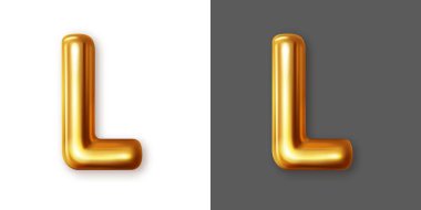 Metalik altın alfabe harfi sembolü, L. Vektör.