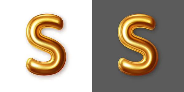 Símbolo de letra alfabeto de ouro metálico - S. Vector — Vetor de Stock