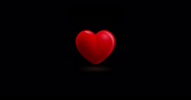 Pulsando ou batendo animação 3D de um coração vermelho batendo. Canal Alfa. — Vídeo de Stock