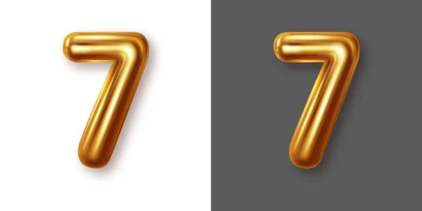Metallic gold numeral symbol - 7. Creative vector illustration — Stockový vektor
