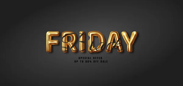 Black Friday. Sale. Illustration lettering golden color on dark background. — Stock Vector