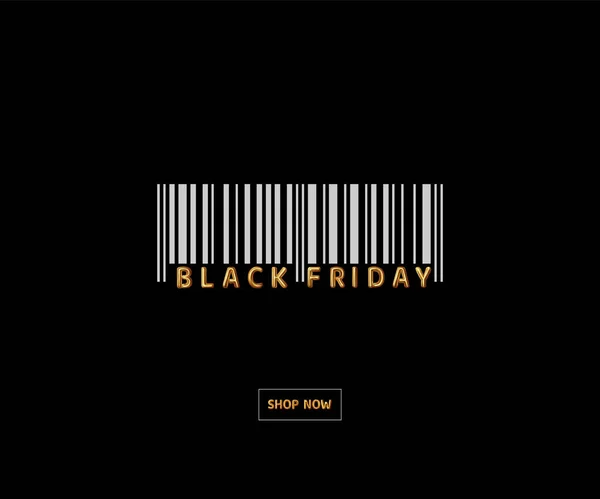 Black Friday Background Present Barcode Lettering Gold Glossy Color Shop — Stock Vector