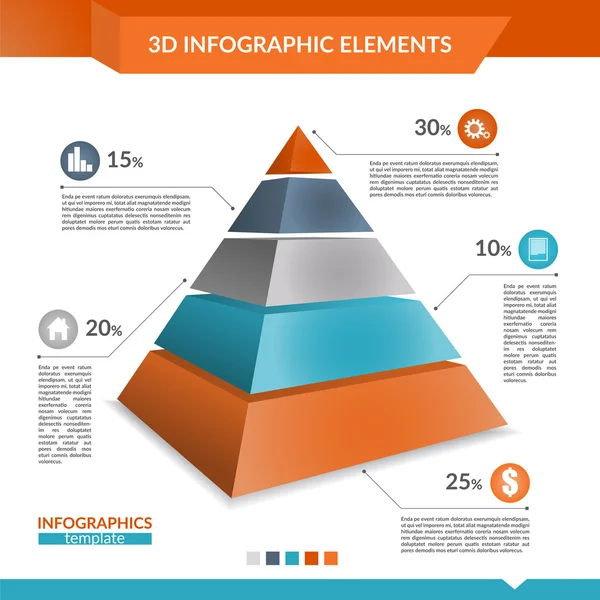 3D infographics piramit grafiği.