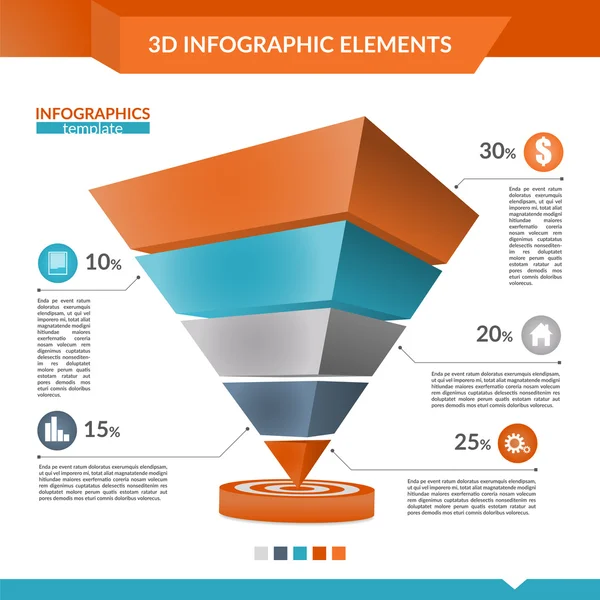 3D infografiky jehlanový graf. — Stockový vektor