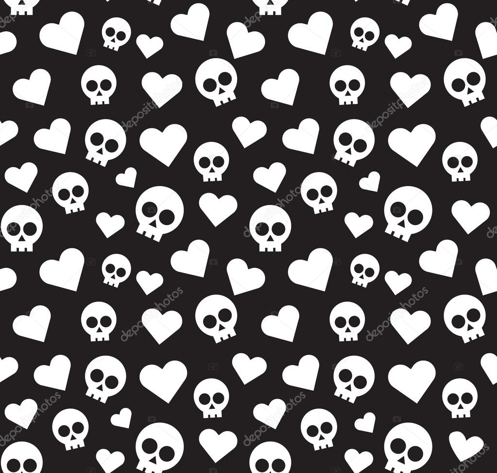 Skulls and hearts seamless pattern on a black background. Stock Vector  Image by ©Luckykot #116482402
