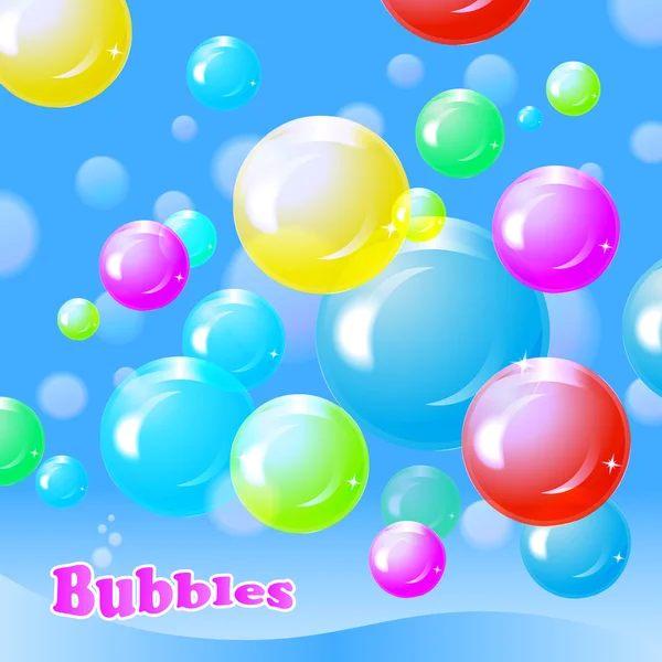 Colorful bubbles on a blue background. — Stock Vector