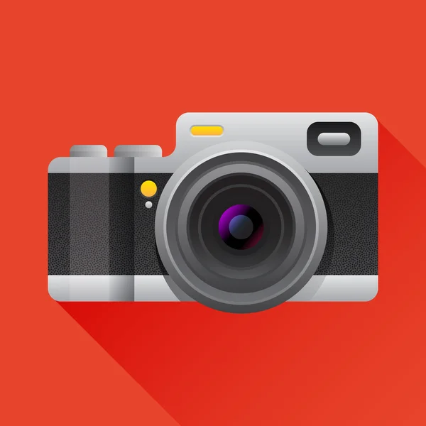 Flat camera icon with long shadow. — Stock Vector