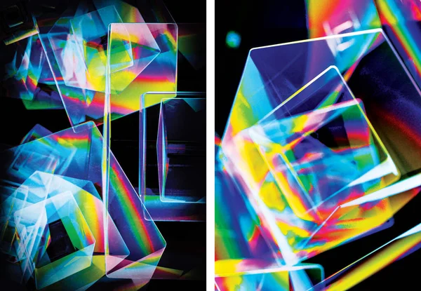 半透明の虹色の3Dキューブ背景 3Dレンダリング — ストック写真