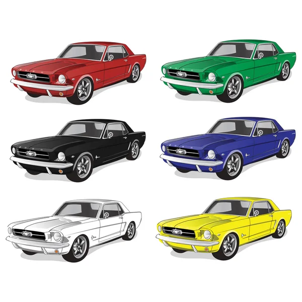 Birden çok renk Vintage vektör klasik otomobil