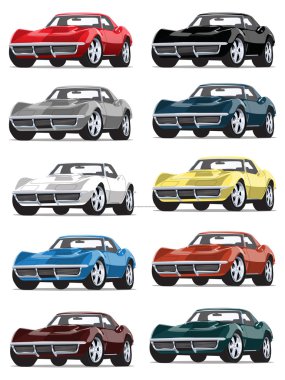 Birden çok renk Vintage klasik arabalar