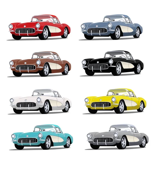 Vintage Classic Cars en múltiples colores — Vector de stock