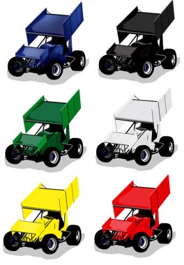 Vector Race Cars in Multiple Colors clipart
