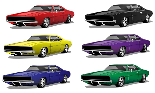 Birden çok renk Vintage klasik arabalar