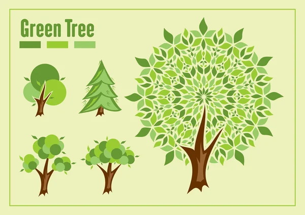 Stylized vector green trees — Stock Vector