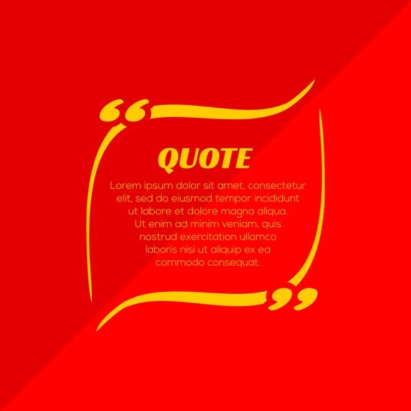 Quote blank template. Information text. Quote form. In red and yellow colors. — Stock Vector