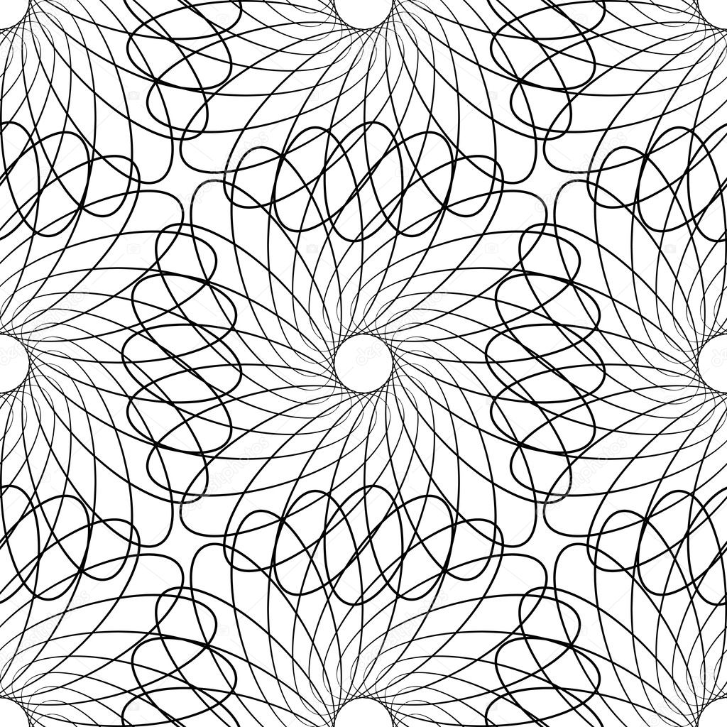Abstract geometric seamless pattern. Black and white style pattern with circle and line
