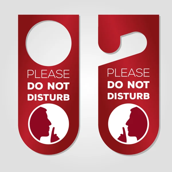 No moleste. Percha de puerta. Silencio y seña shhh. Vector ilustrado . — Vector de stock