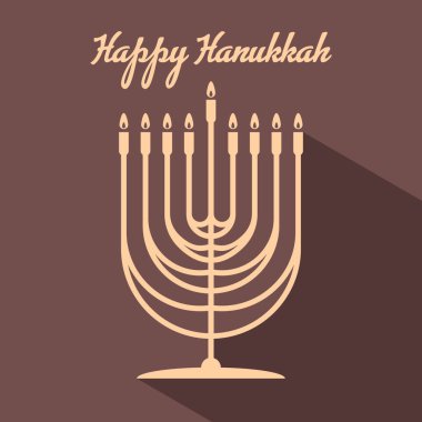 Menorah 'lı mutlu Hanuka posterleri. Vektör illüstrasyonu