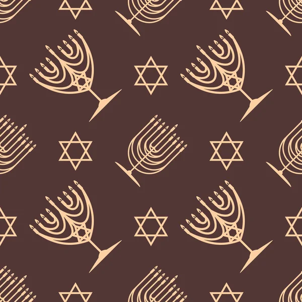 Hanukkah seamless pattern. Hanukkah Menorah and star of David. Vector illustration — Stock Vector