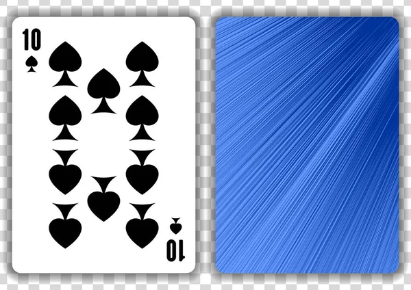 Dix pique jouant à la carte, isolés sur fond transparent. Illustration vectorielle. — Image vectorielle