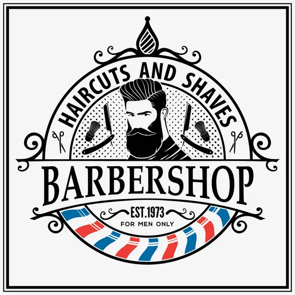 Cartaz de barbearia, modelo de banner com homens barbudos. Ilustração vetorial — Vetor de Stock