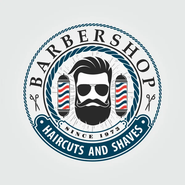 Cartel de barbería, plantilla de pancarta con hombres barbudos. Ilustración vectorial — Vector de stock