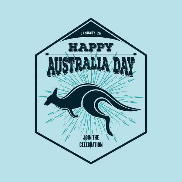 Feliz Día de Australia etiqueta azul, cartel o concepto de diseño de banner. Ilustración vectorial — Archivo Imágenes Vectoriales