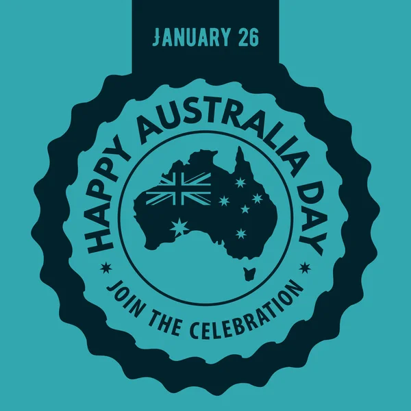 Χαρούμενη Αυστραλία Ημέρα μπλε ετικέτα, αφίσα ή banner έννοια σχεδιασμού. Εικονογράφηση διανύσματος — Διανυσματικό Αρχείο