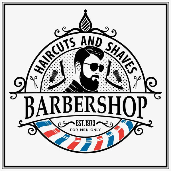 Cartaz de barbearia, modelo de banner com homens barbudos. Ilustração vetorial — Vetor de Stock